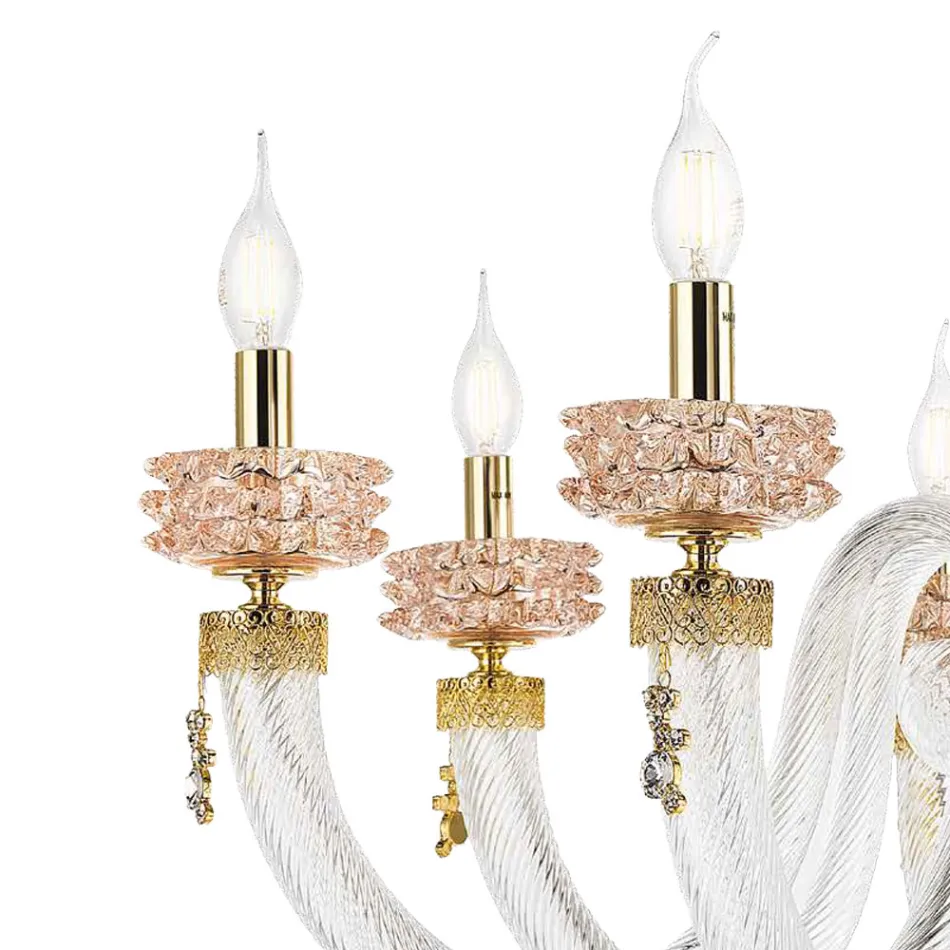 Classic Chandelier 18 Lights in Italian Luxury Handcrafted Glass - Saline Viadurini