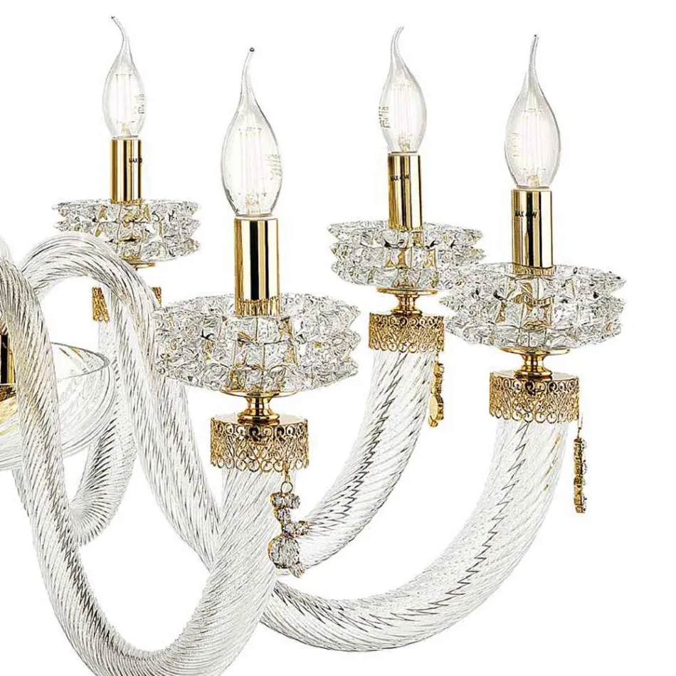 Classic Chandelier 18 Lights in Italian Luxury Handcrafted Glass - Saline Viadurini