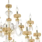 Classic Chandelier 18 Lights in Italian Luxury Handcrafted Glass - Saline Viadurini
