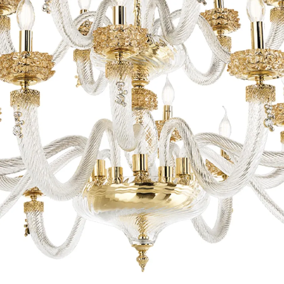 Classic Chandelier 18 Lights in Italian Luxury Handcrafted Glass - Saline Viadurini