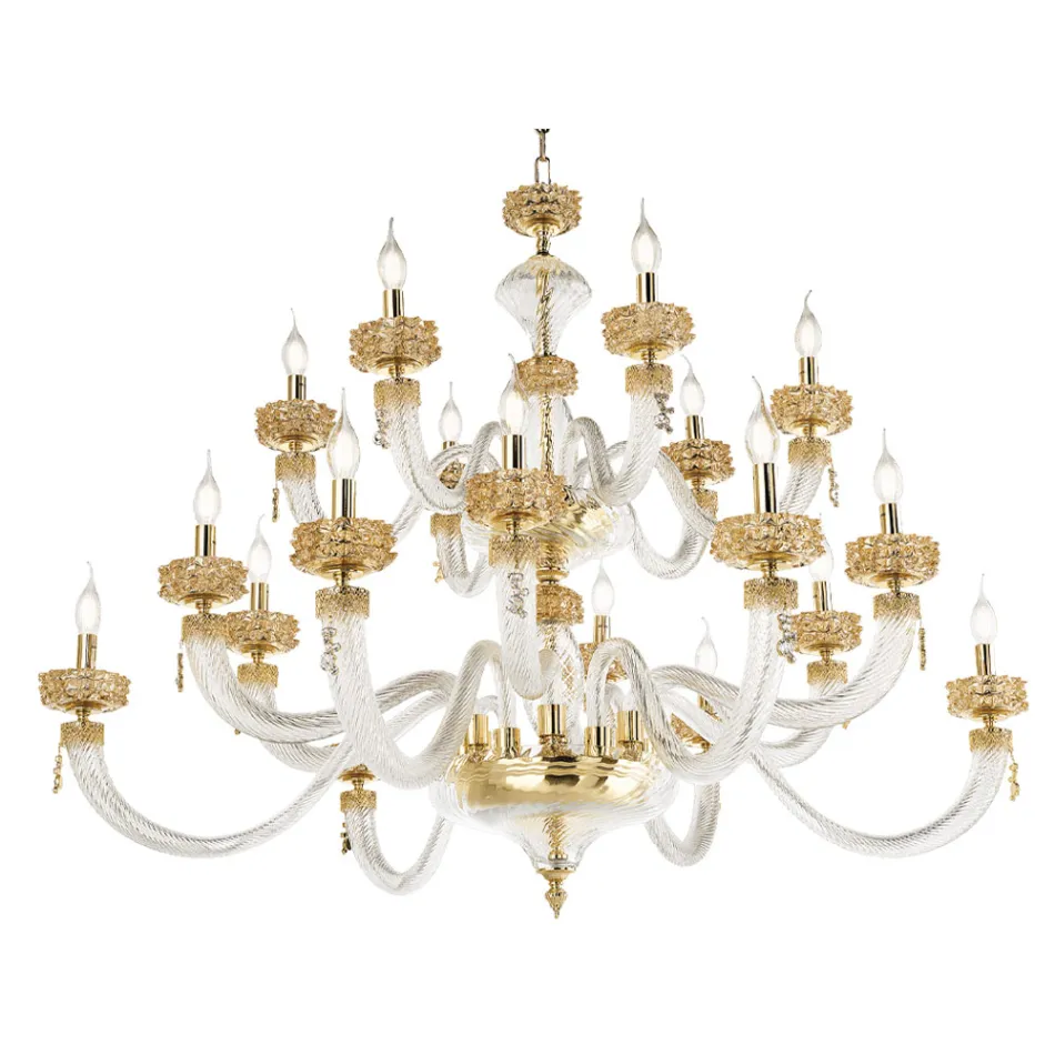Classic Chandelier 18 Lights in Italian Luxury Handcrafted Glass - Saline Viadurini