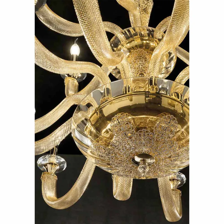 Classic Chandelier 18 Lights in Handcrafted Glass and Crystals - Magrena Viadurini