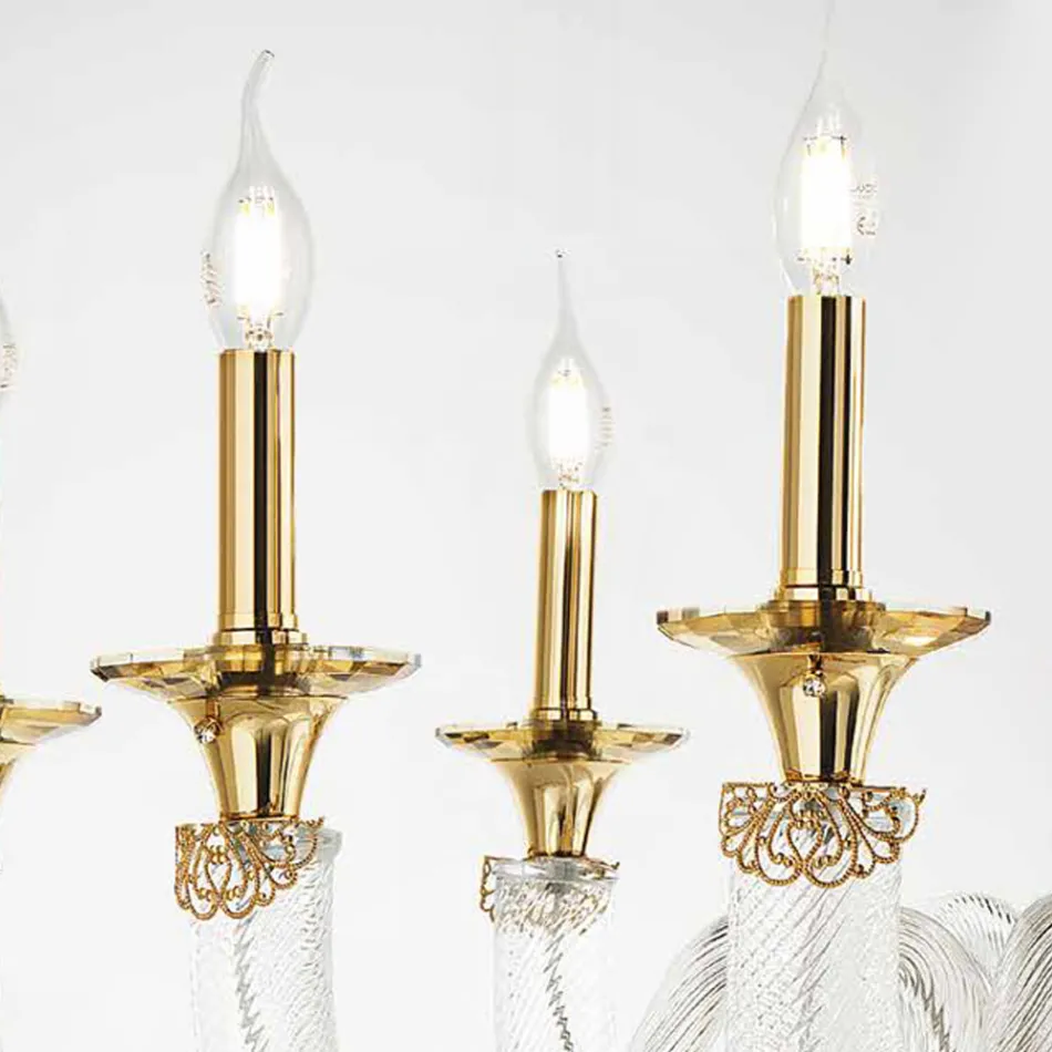 Classic Chandelier 18 Lights in Handcrafted Glass and Crystals - Magrena Viadurini