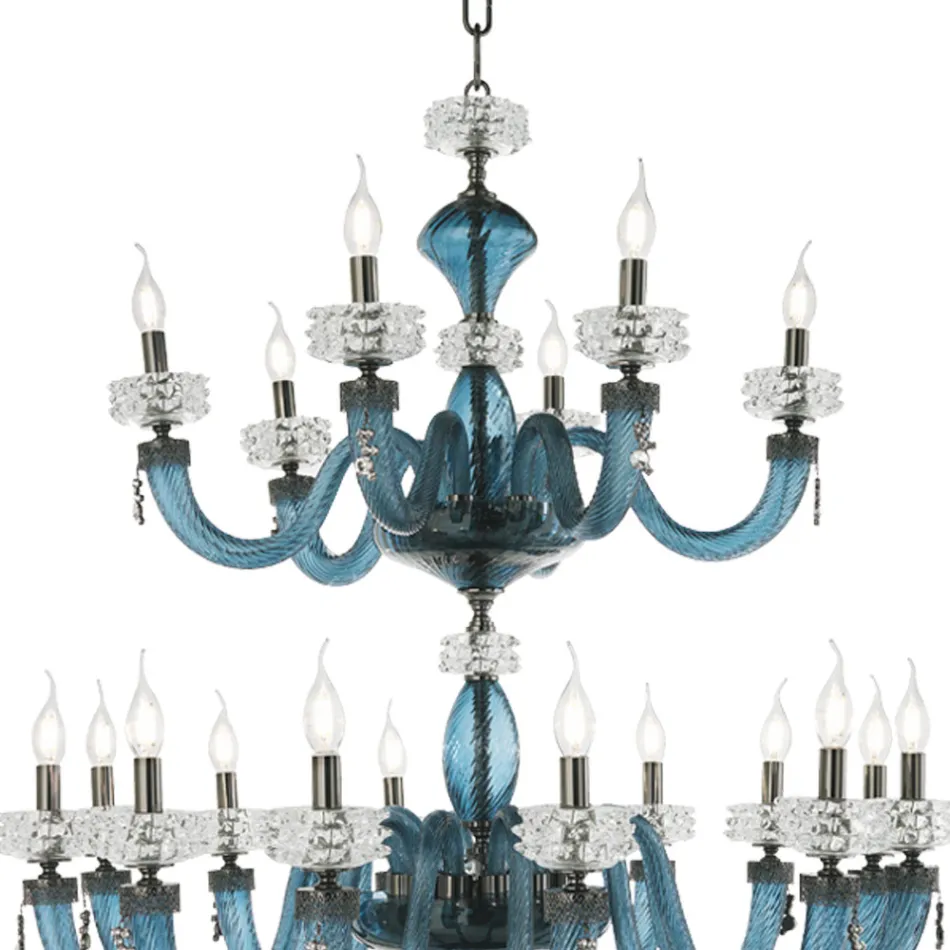 Classic Chandelier 30 Lights in Italian Luxury Handcrafted Glass - Saline Viadurini