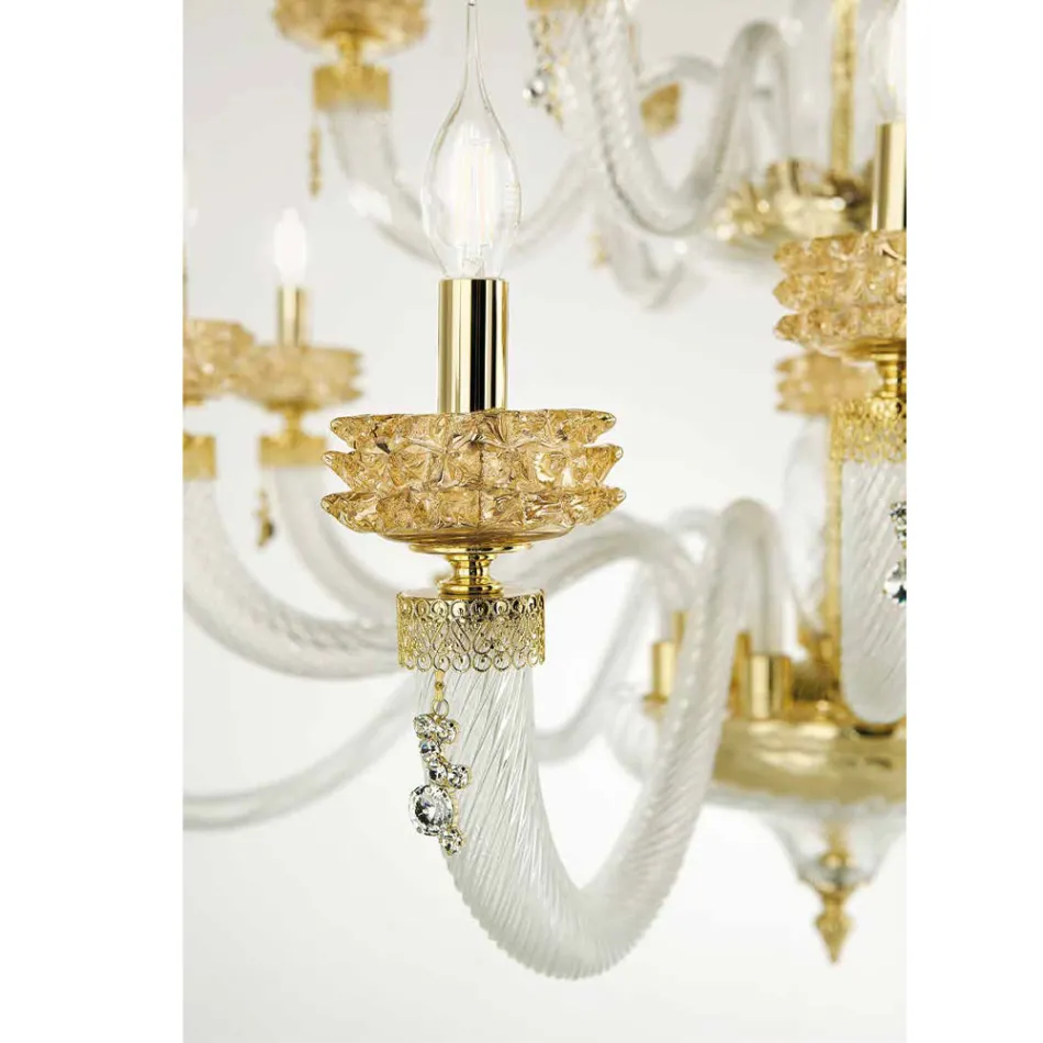 Classic Chandelier 30 Lights in Italian Luxury Handcrafted Glass - Saline Viadurini