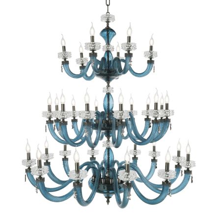 Classic Chandelier 30 Lights in Italian Luxury Handcrafted Glass - Saline Viadurini