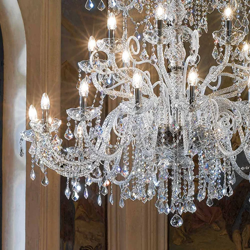 Classic Chandelier 36 Lights in Venice Glass Made in Italy - Florentine Viadurini
