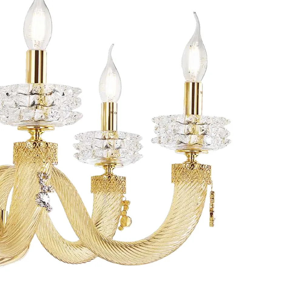 Classic 6 Lights Chandelier in Italian Luxury Handcrafted Glass - Saline Viadurini