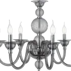 Classic Chandelier 6 Lights Smoked Glass Handmade Italian and Metal - Memore Viadurini