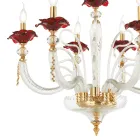 Classic 6 Lights Blown Glass Chandelier Floral Details - Bluminda Viadurini