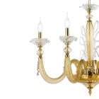 Classic 6 Lights Blown Glass Chandelier Floral Details - Bluminda Viadurini