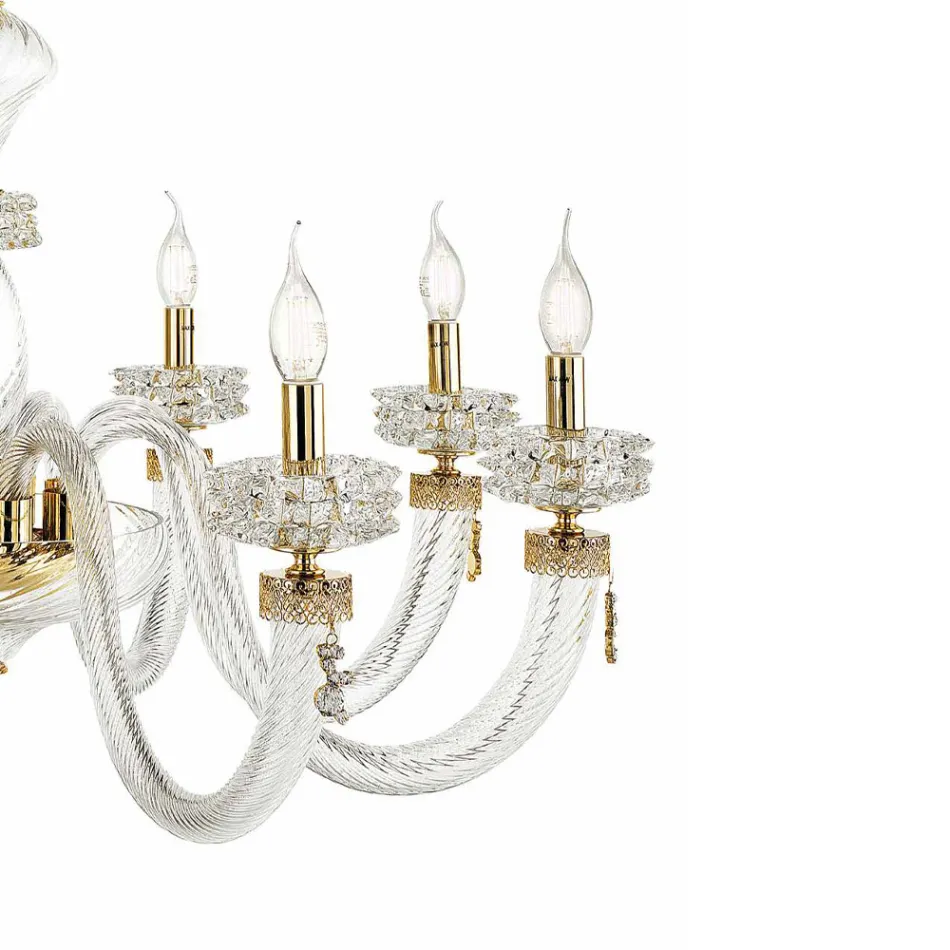 Classic Chandelier 8 Lights in Italian Luxury Handcrafted Glass - Saline Viadurini