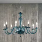 Classic Chandelier 8 Lights in Handmade Italian Glass and Metal - Oliver Viadurini