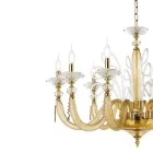 Classic Chandelier 8 Lights Blown Glass Floral Details - Bluminda Viadurini