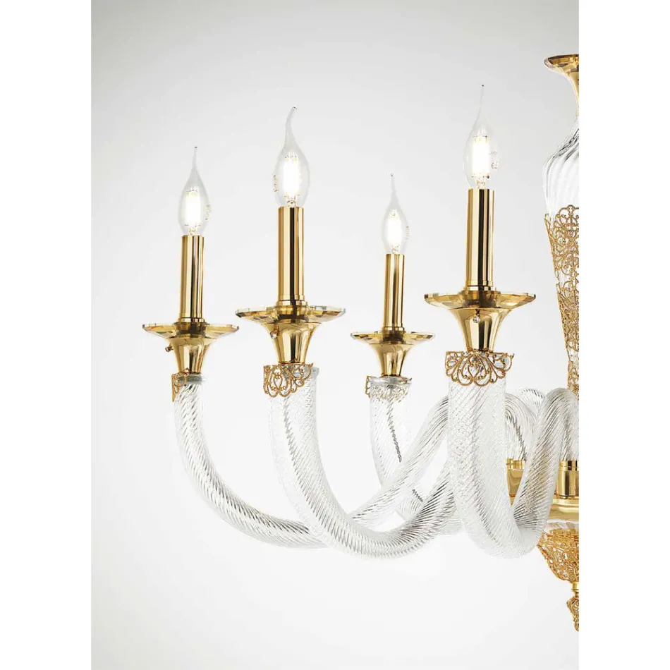 Classic 8 Lights Chandelier in Artisan Glass and Crystals - Magrena Viadurini