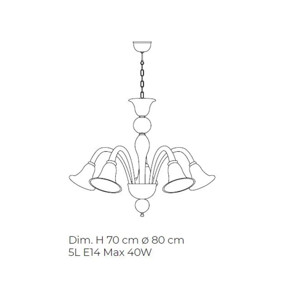 Classic Artisan Chandelier in Blown White Venetian Glass - Elsa Viadurini