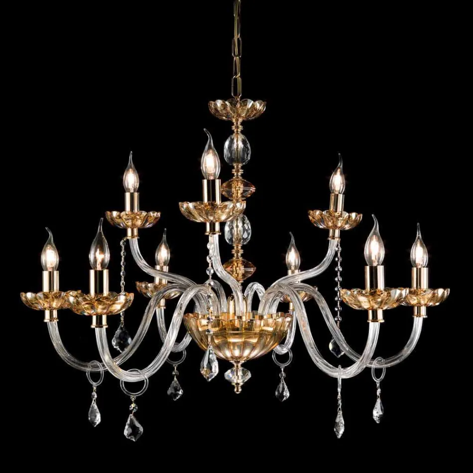 Classic desgin chandelier with 9 glass lights and Belle chisel Viadurini