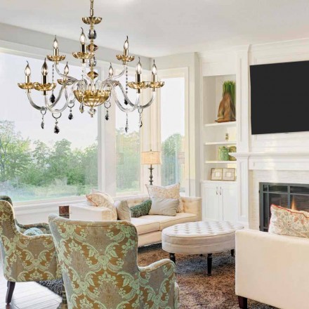 Classic desgin chandelier with 9 glass lights and Belle chisel Viadurini
