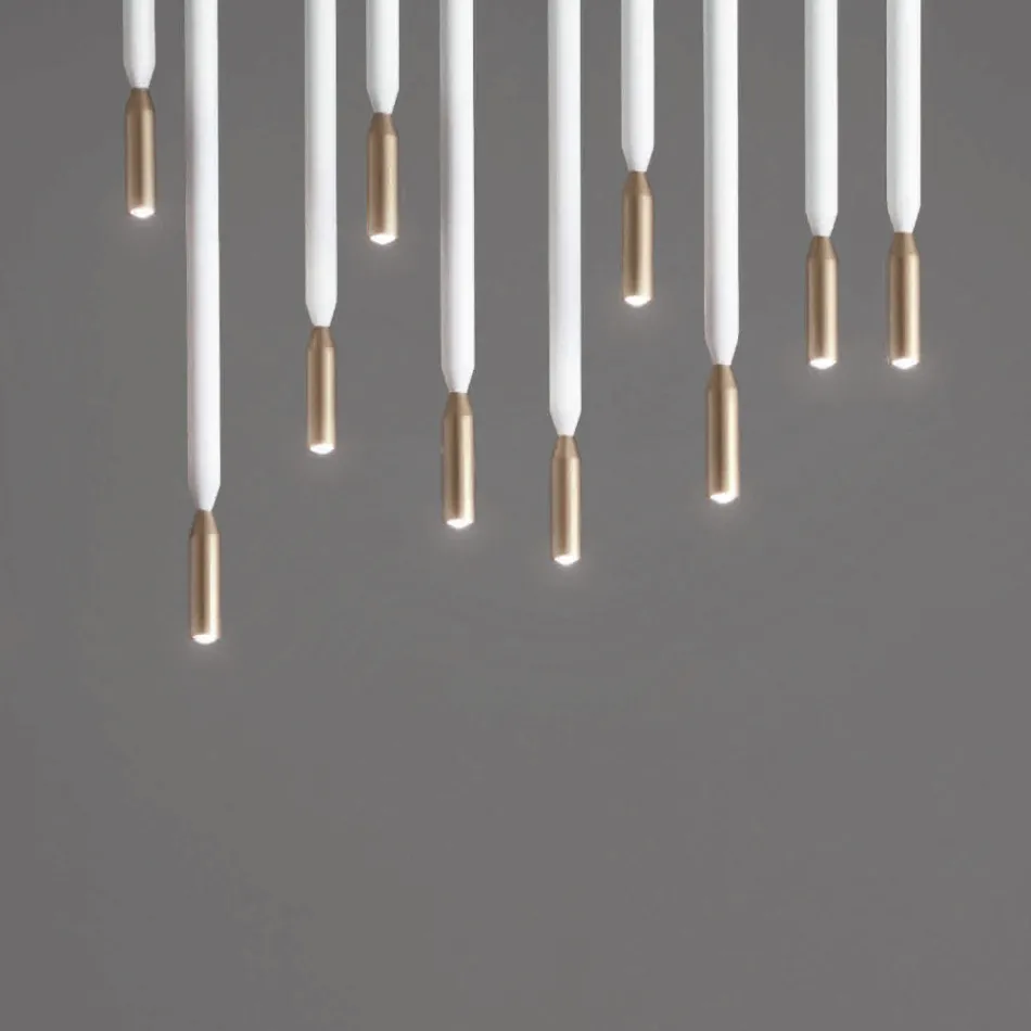 Chandelier with 10 LED Lights in Painted Metal and Adjustable Cables - Larch Viadurini