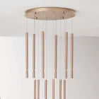 Chandelier with 12 LED Lights in Painted Metal and Adjustable Cables - Larch Viadurini