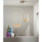Chandelier with 2 LEDs with Removable Insert in Granulated Glass - Catalpa Viadurini
