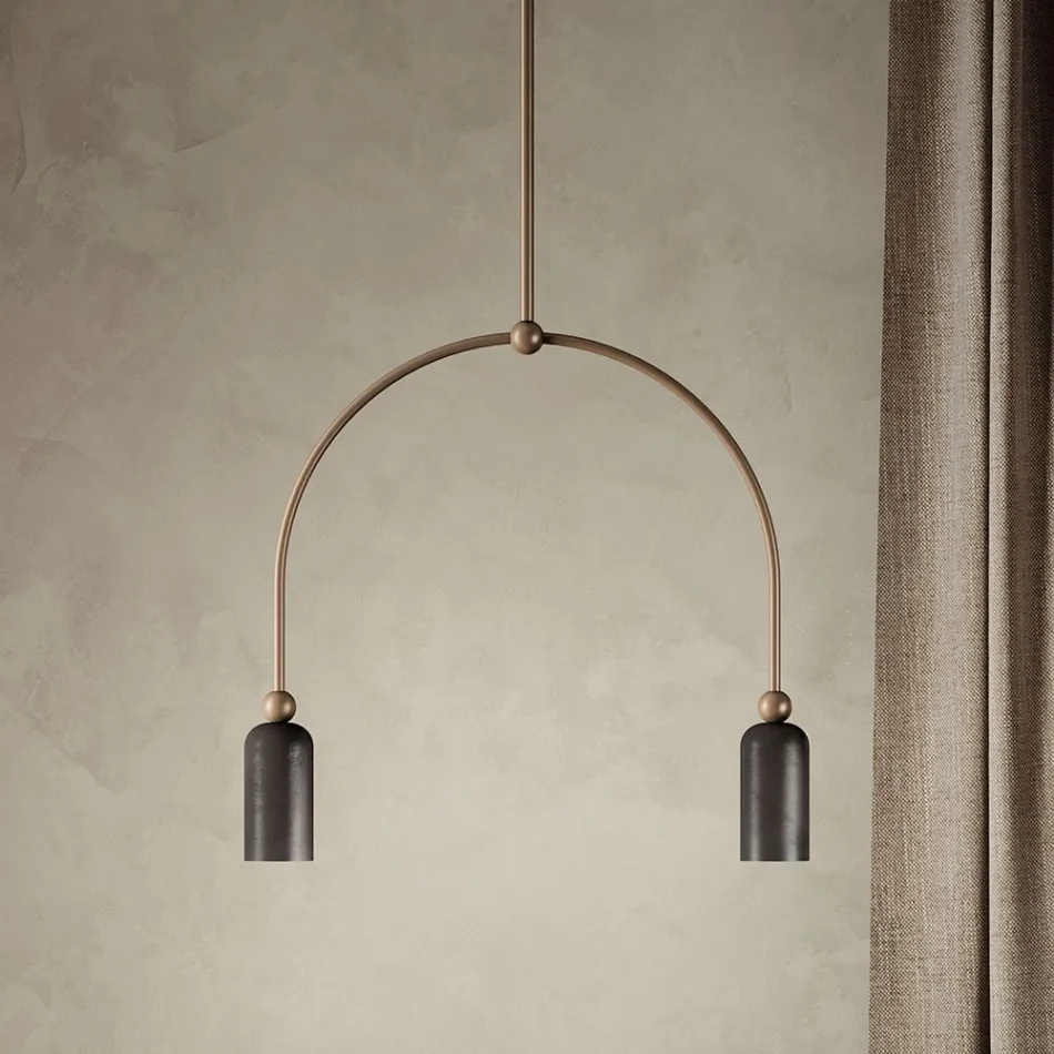 Chandelier with 2 Lights in Different Finishes Made in Italy - Lady Viadurini