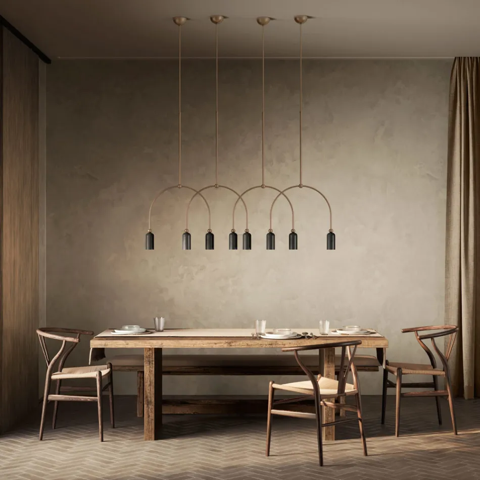 Chandelier with 2 Lights in Different Finishes Made in Italy - Lady Viadurini