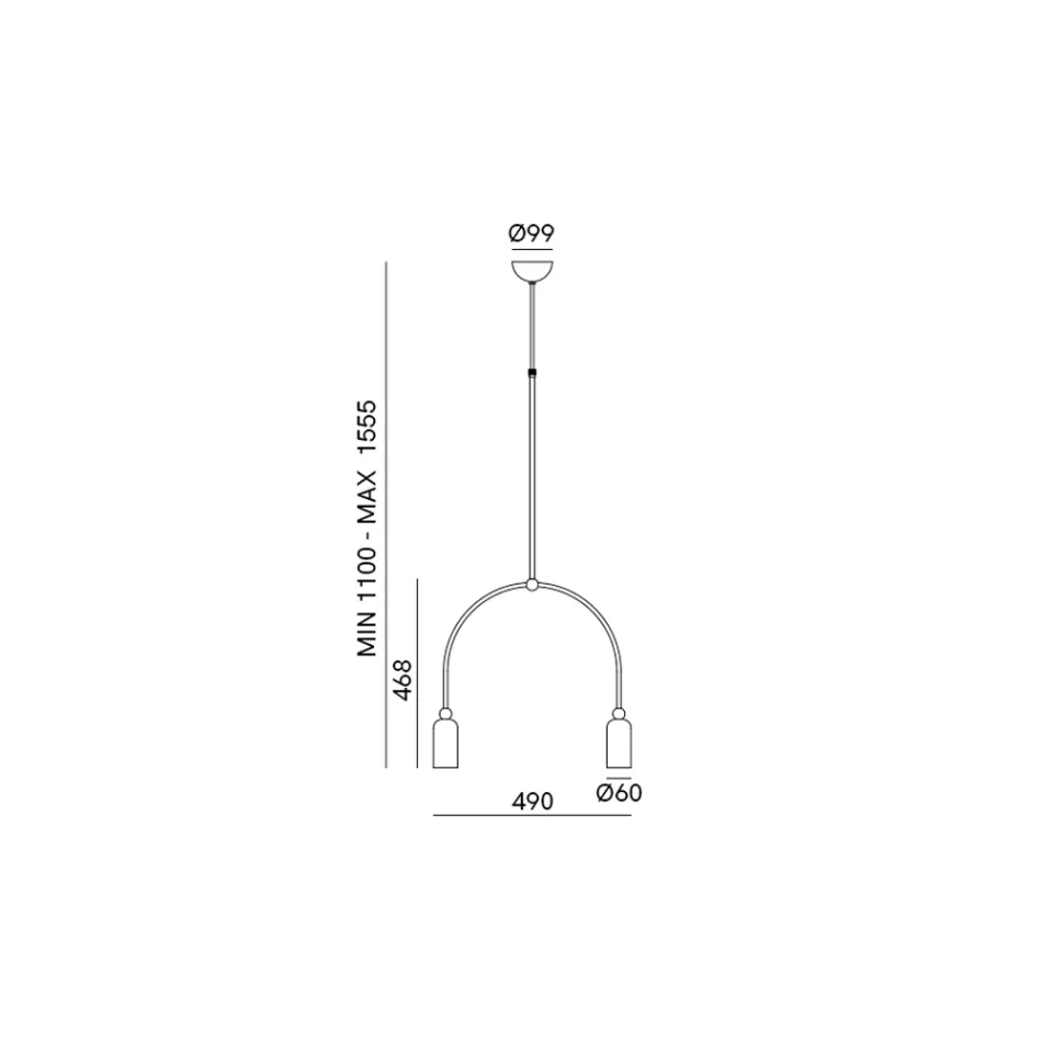Chandelier with 2 Lights in Different Finishes Made in Italy - Lady Viadurini