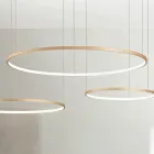 Chandelier with 2 or 3 Horizontal Roronde LED Lights in Painted Metal - Mulberry Viadurini