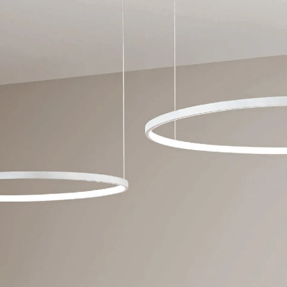 Chandelier with 2 or 3 Horizontal Roronde LED Lights in Painted Metal - Mulberry Viadurini