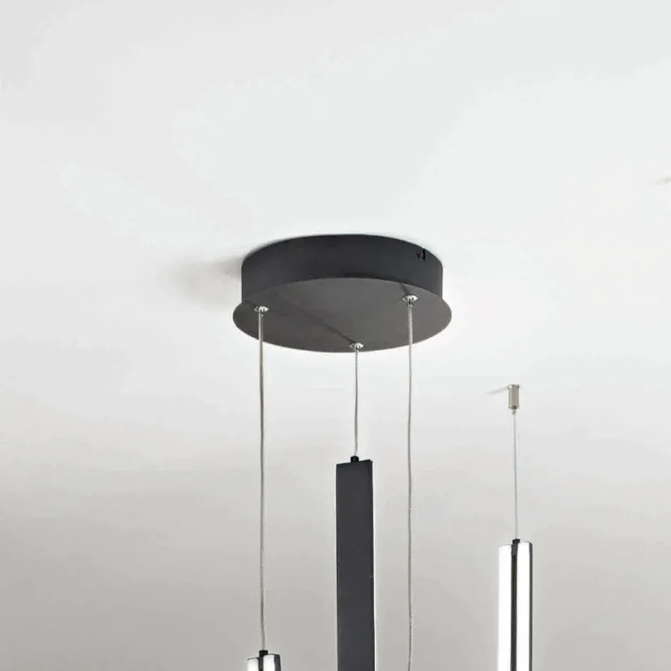 Chandelier with 3 LEDs with Removable Insert in Granulated Glass - Catalpa Viadurini