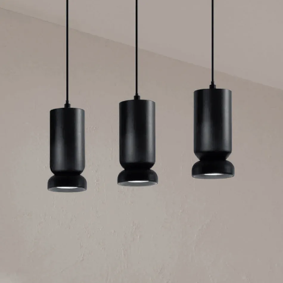 Chandelier with 3 LEDs in Powder Coated Aluminum and Adjustable Cable - Buxus Viadurini