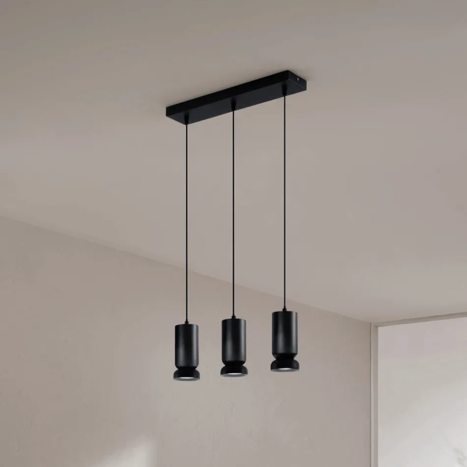 Chandelier with 3 LEDs in Powder Coated Aluminum and Adjustable Cable - Buxus Viadurini