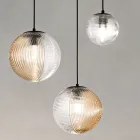 Chandelier with 3 Lights in Blown Glass in the Shape of a Sphere Made in Italy - Prilla Viadurini