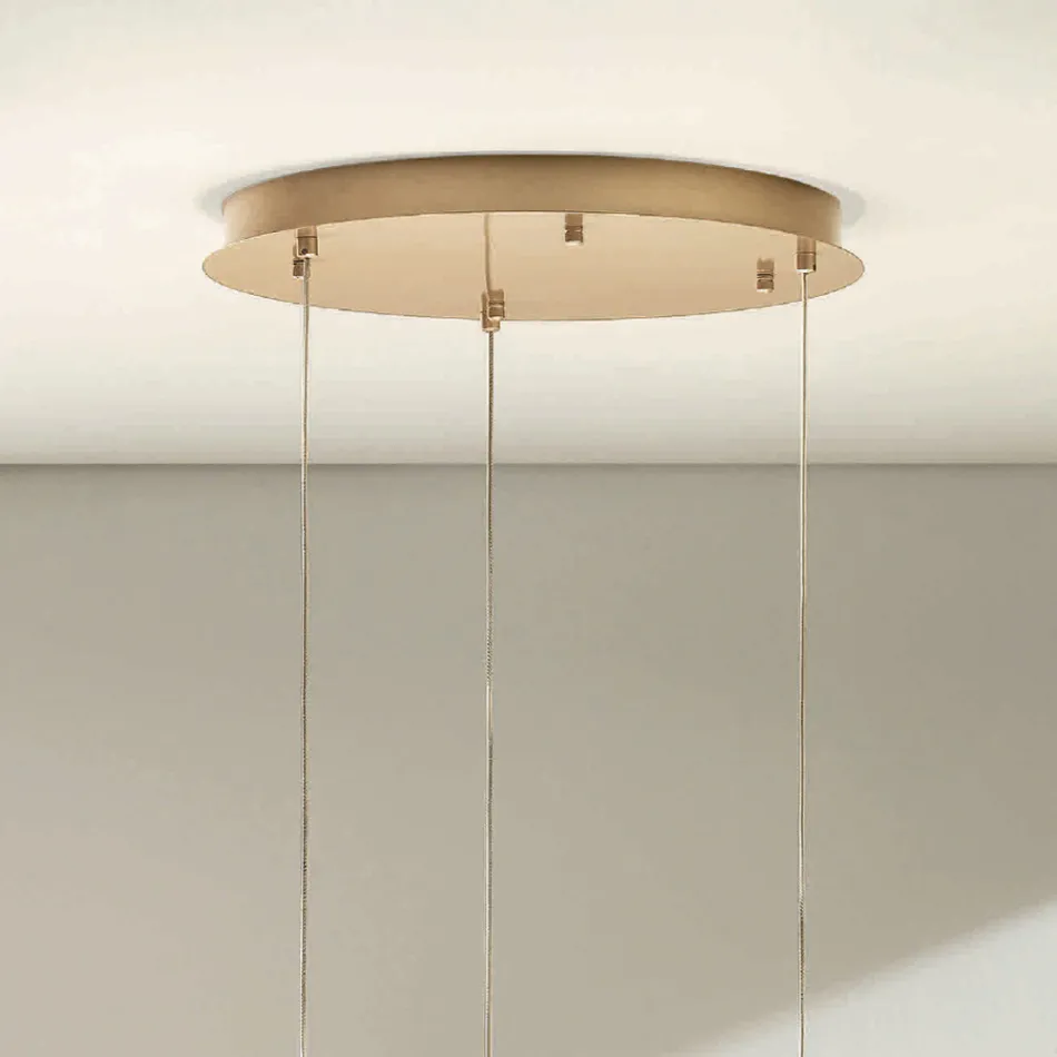 Chandelier with 3 LED Lights in Painted Metal and Optional Glass - Cedar Viadurini