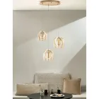 Chandelier with 3 LED Lights in Painted Metal and Optional Glass - Cedar Viadurini