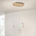 Chandelier with 3 LED Lights in Painted Metal and Optional Glass - Cedar
