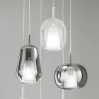 Chandelier with 6 Smoked and Transparent Glass Diffusers Made in Italy - Trilly Viadurini