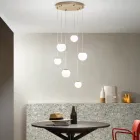 Chandelier with 6 LEDs Covered by Optional Glass and Base in Metal - Beech Viadurini