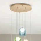 Chandelier with 8 LEDs Covered by Optional Colored Glass and Base in Metal - Beech Viadurini