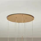 Chandelier with 8 LEDs in Gold Painted Metal and Blown Glass - Ailanto Viadurini