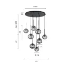 Chandelier with 8 LEDs in Gold Painted Metal and Blown Glass - Ailanto Viadurini