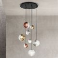 Chandelier with 8 Lights in Blown Glass in the Shape of a Sphere Made in Italy - Prilla