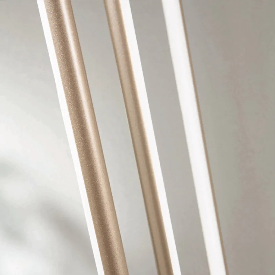 Chandelier with 8 LED Lights in Gold Painted Metal and Adjustable Cables - Orange Viadurini