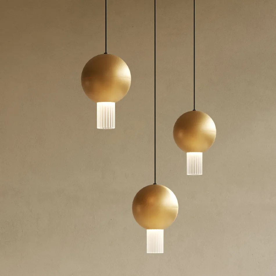 Chandelier with Canneté Glass Cylinders Made in Italy - Oris Viadurini
