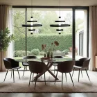 Chandelier with Glass Body and 3 Aluminum Circles - Clara Viadurini