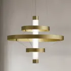 Chandelier with Glass Body and 3 Aluminum Circles - Clara Viadurini