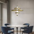 Chandelier with Glass Body and 3 Aluminum Circles - Clara