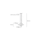 Chandelier with Glass Body and 3 Aluminum Circles - Clara Viadurini