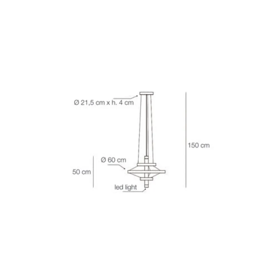 Chandelier with Glass Body and 3 Aluminum Circles - Clara Viadurini